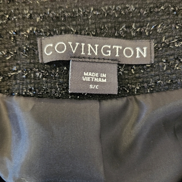 Covington Tweed Blazer Black Metallic Career Jacket Size S Workwear Lined Chic - Picture 12 of 12